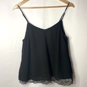 Zara - Womens Small Black tank Top, spaghetti strap with sheer and lace